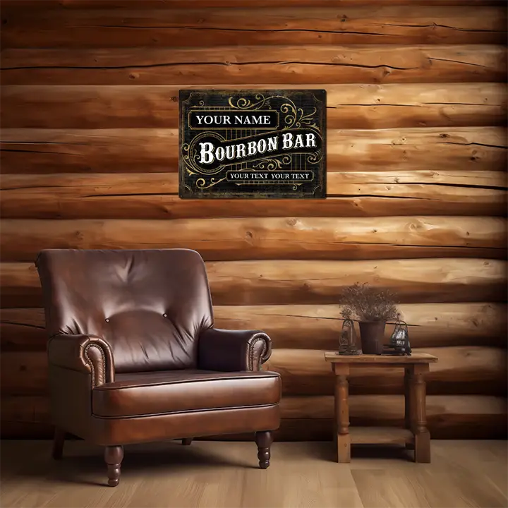 Bourbon Bar Custom Metal Sign
