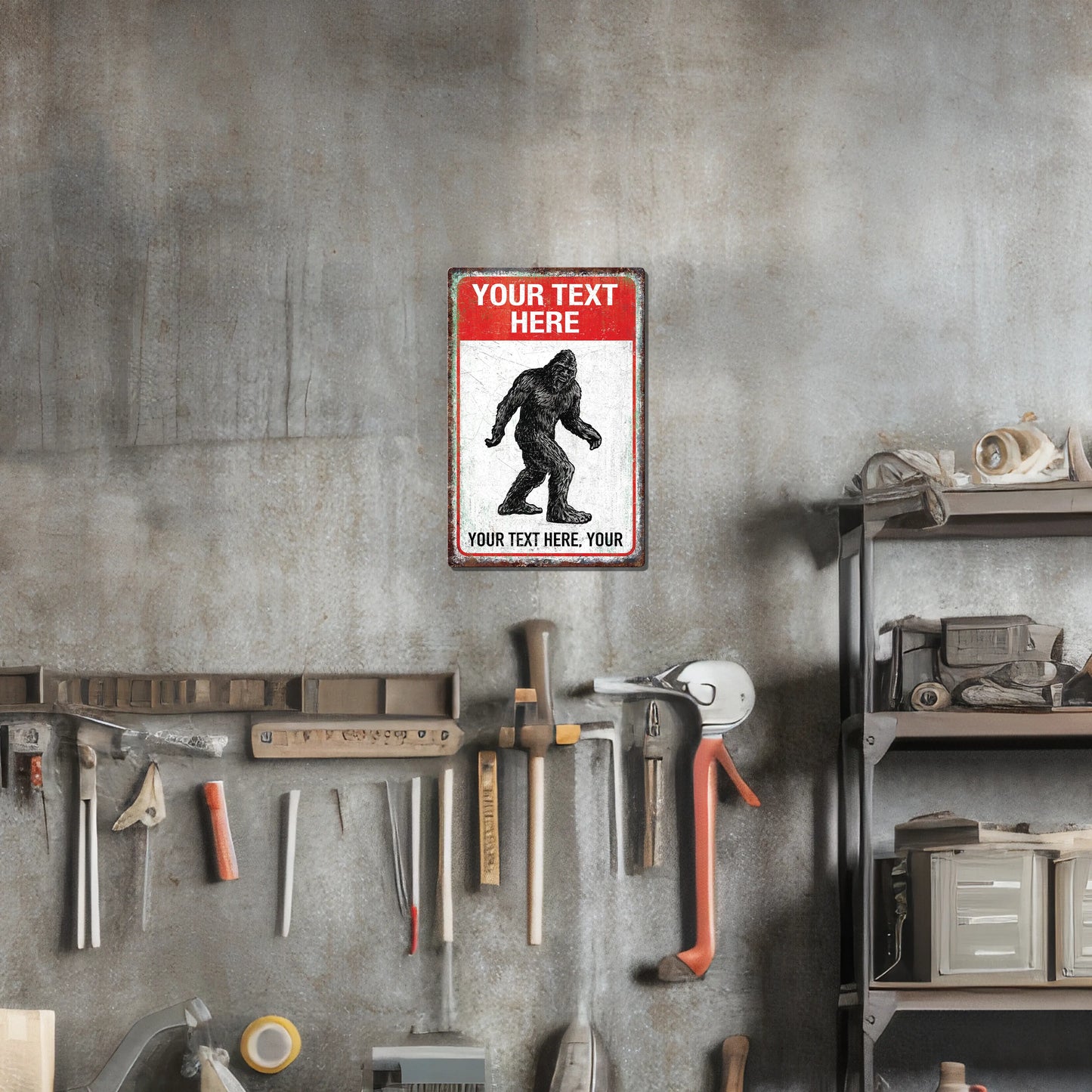 Bigfoot Danger Custom Metal Sign