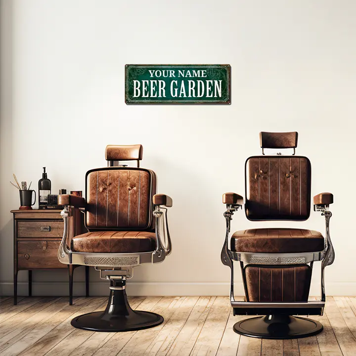 Teal Beer Garden Custom Metal Sign