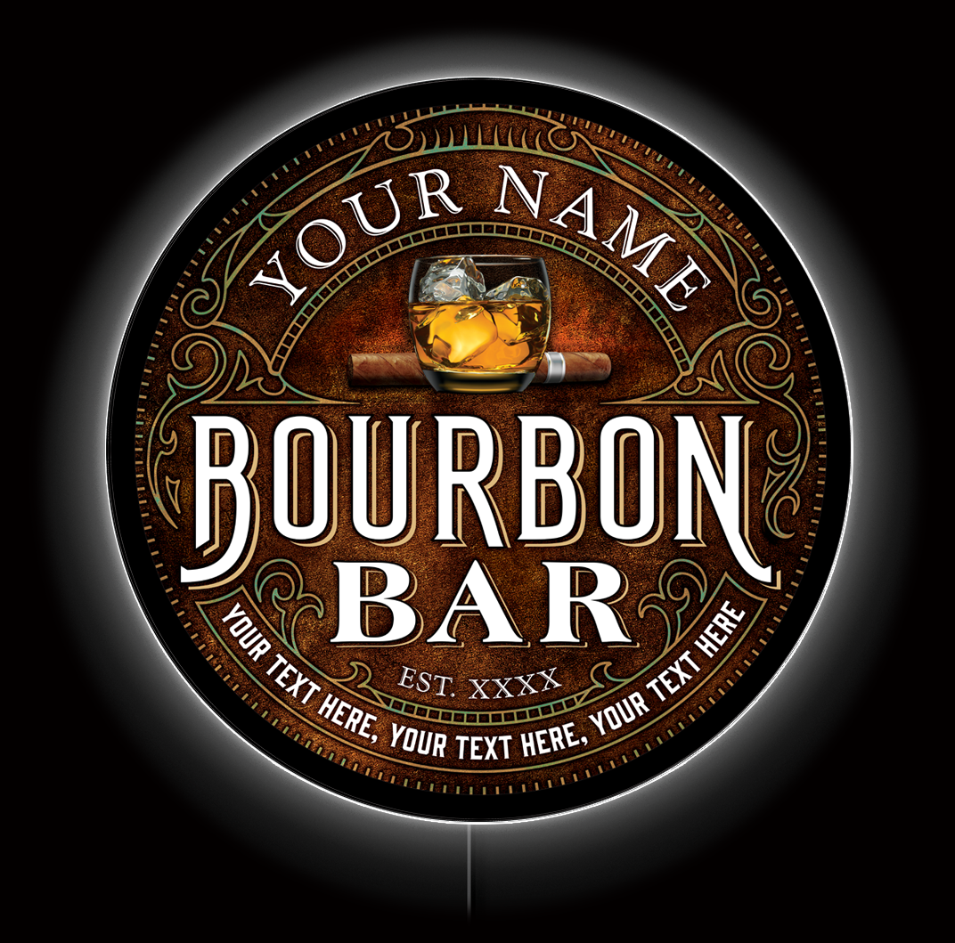 Bourbon Bar Custom LED Sign 23in