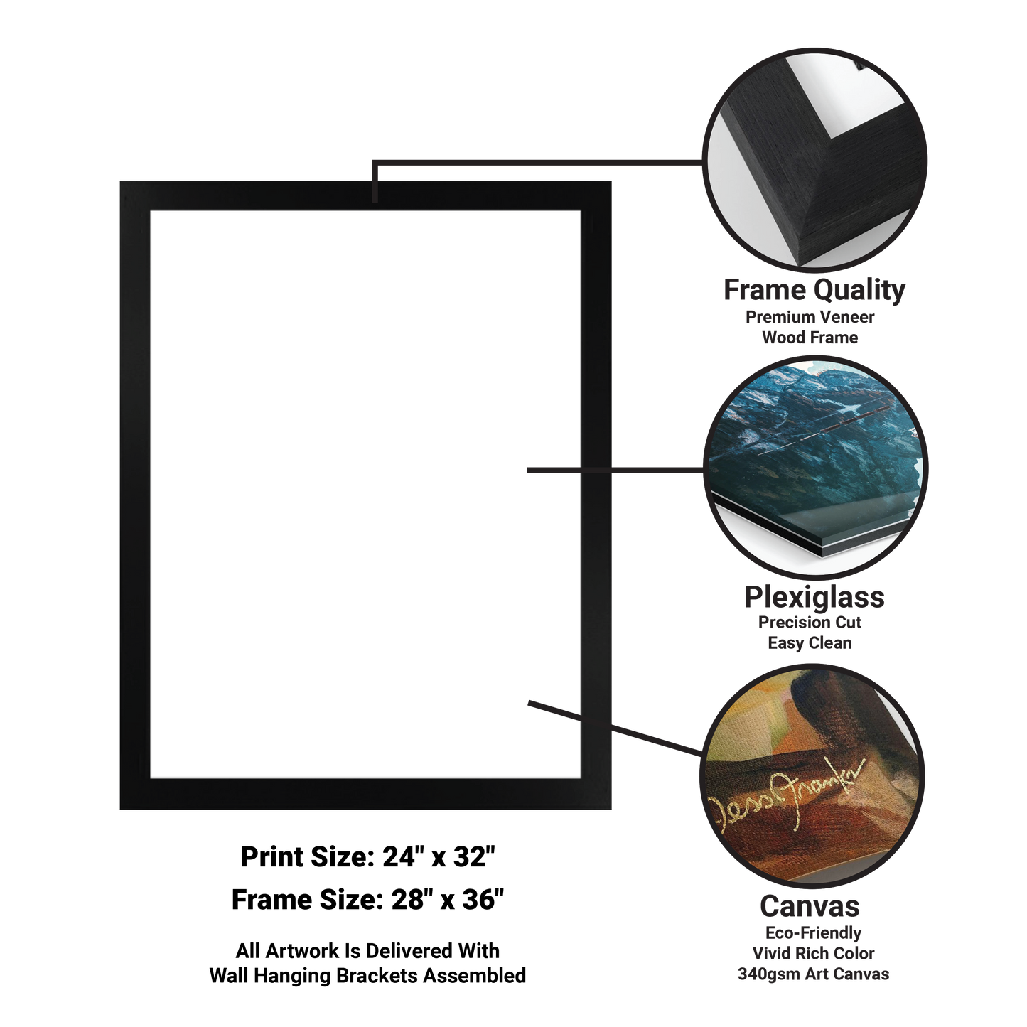 Classic Car 24x32 Framed Canvas