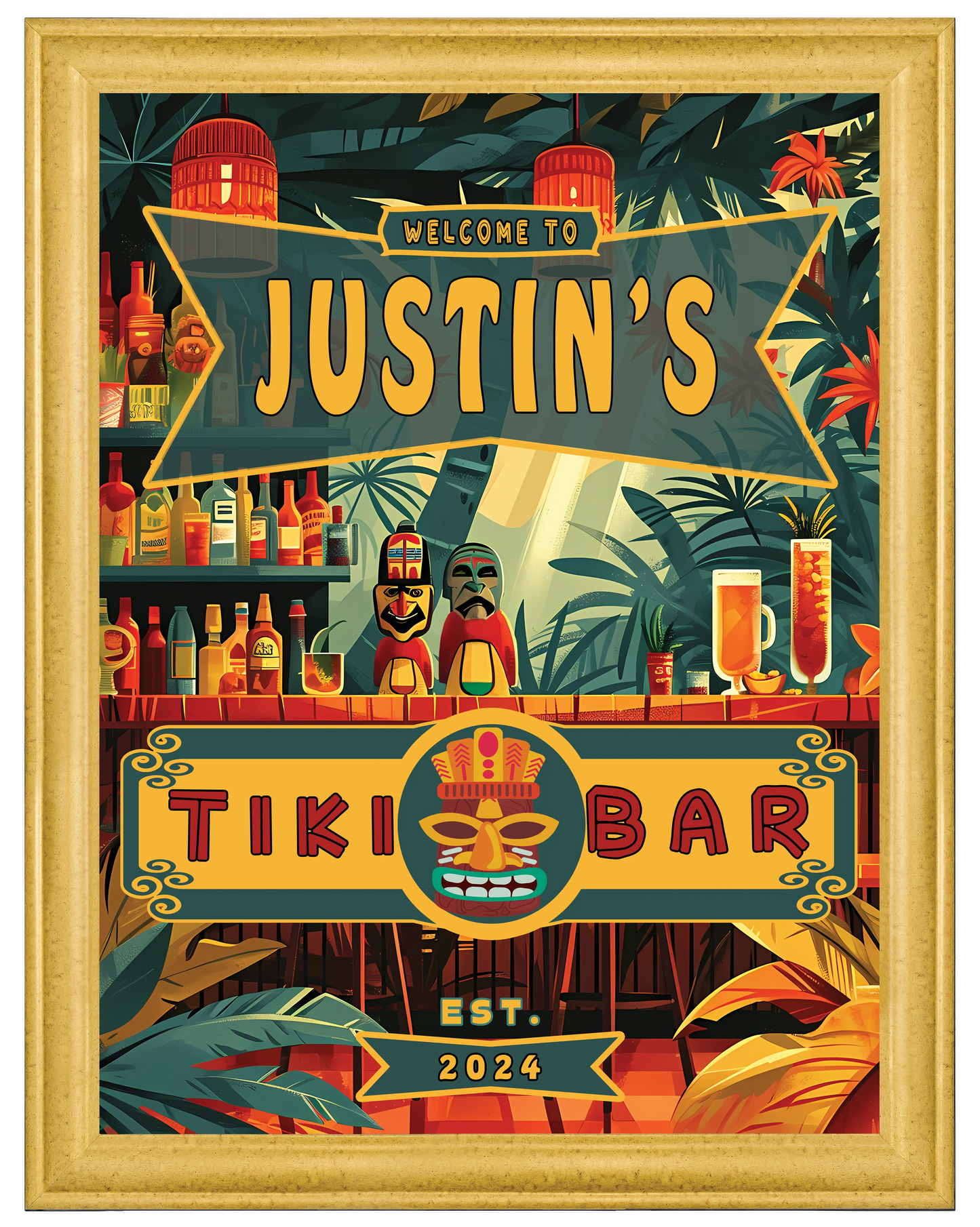 Tiki Bar 24x32 Framed Canvas