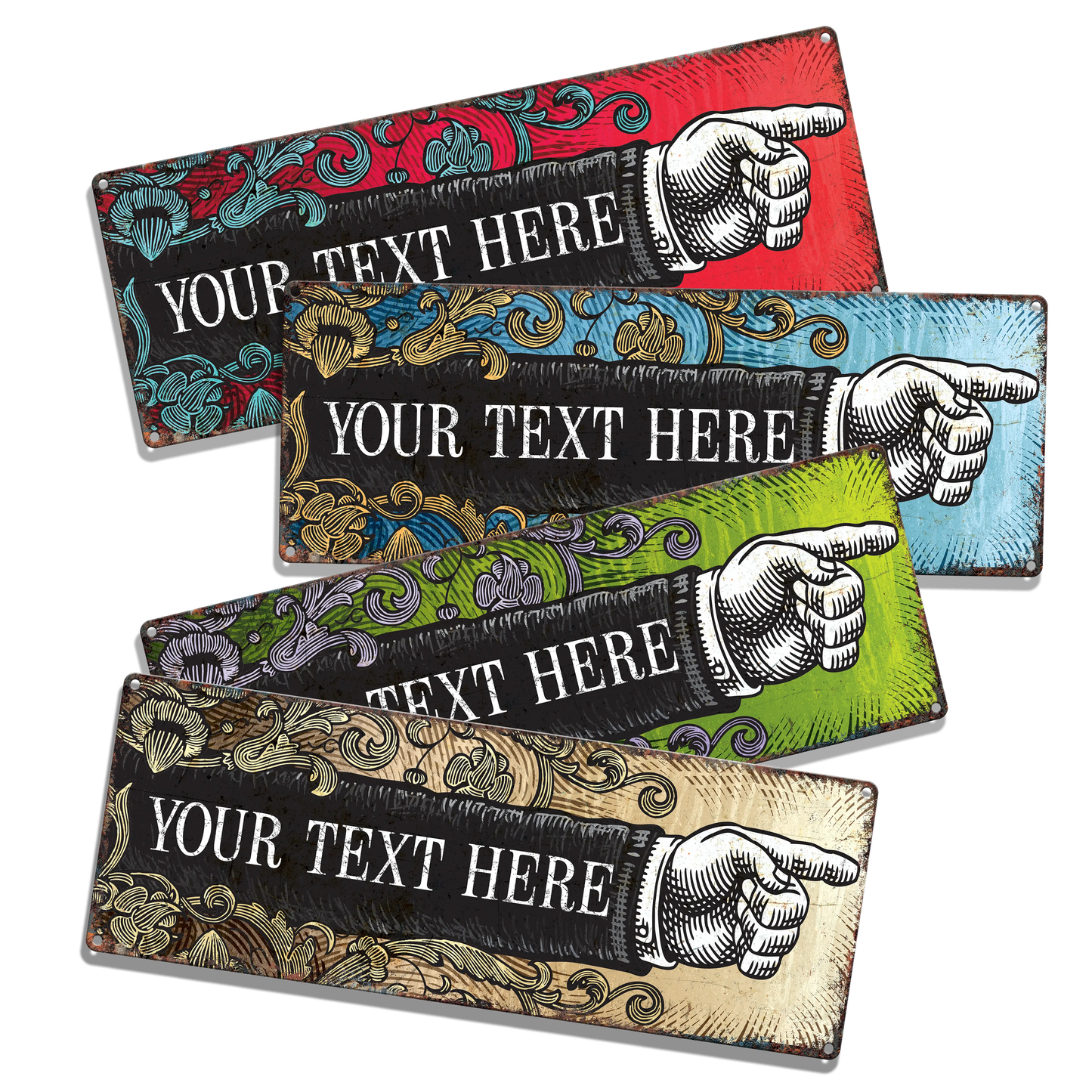 Right Finger Point Custom Metal Sign