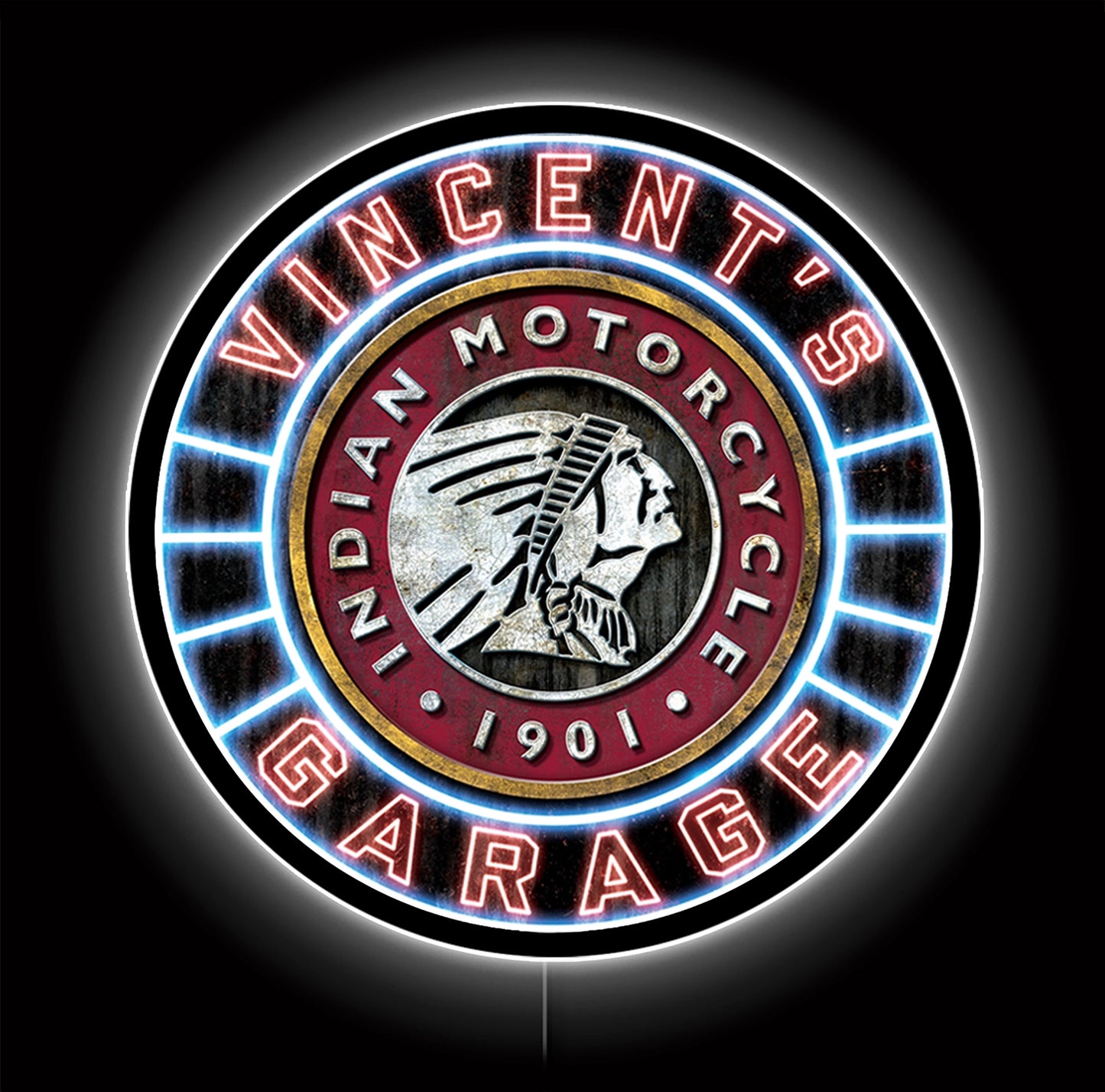 Neon Indian Motorcycle Custom LED Sign 36 in