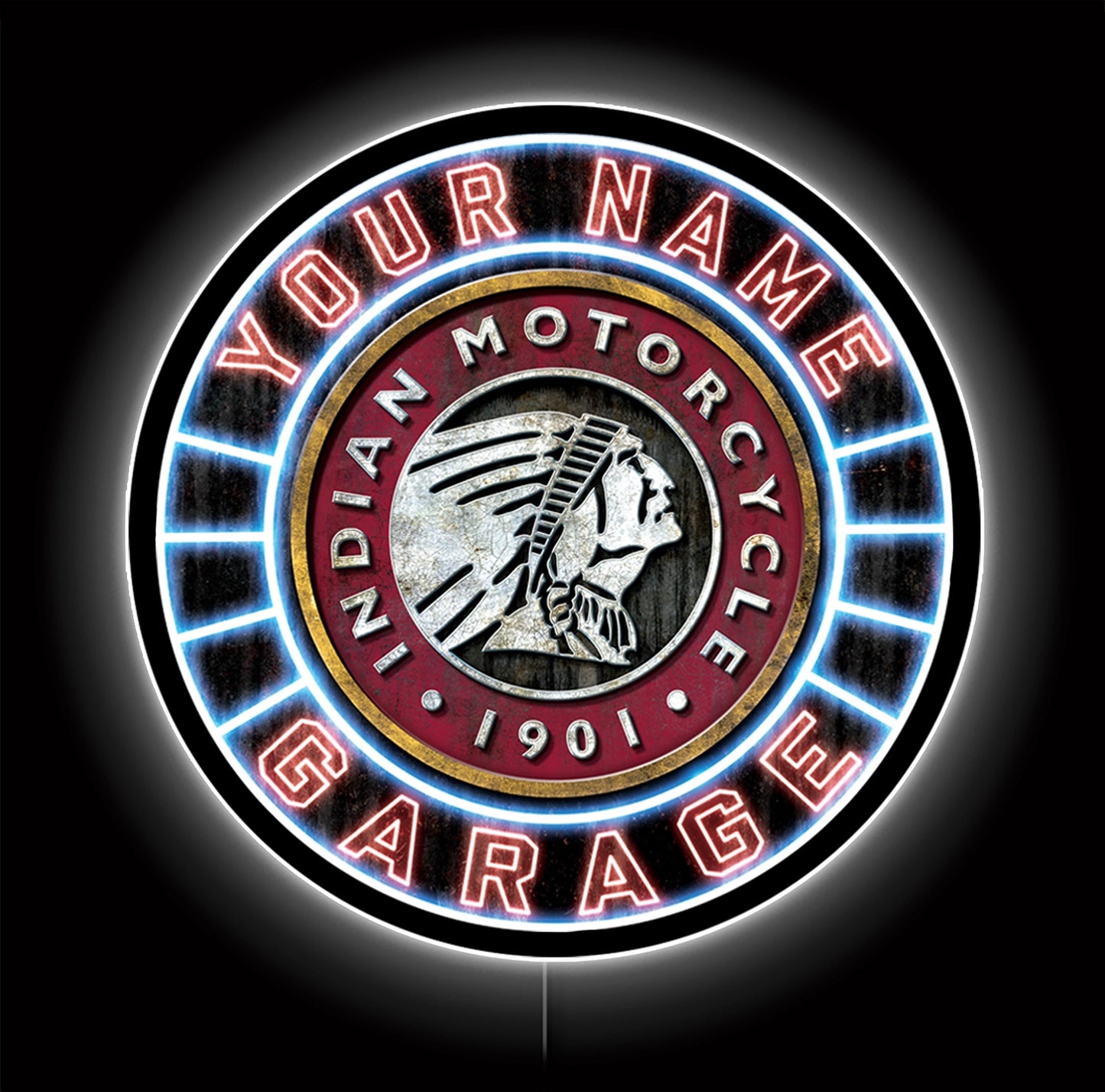Neon Indian Motorcycle Custom LED Sign 36 in