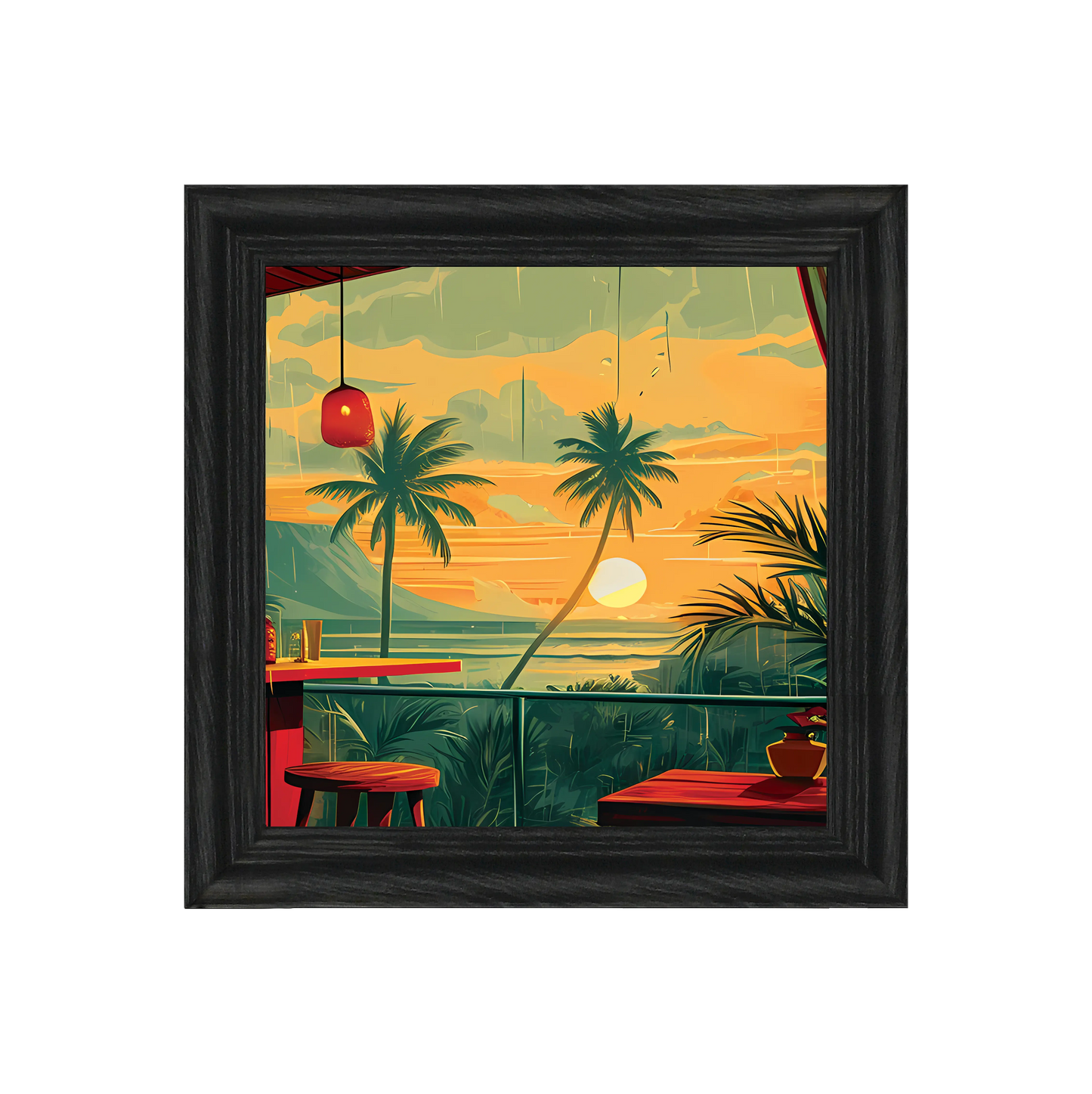 Tiki Bar Accent 1 16x16 Framed Canvas