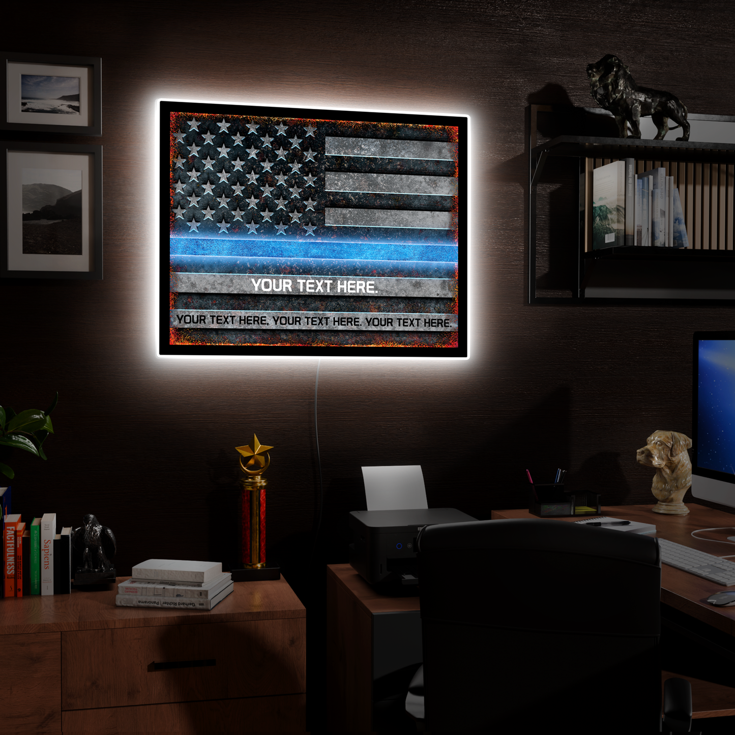 Red Police Flag Custom LED Sign