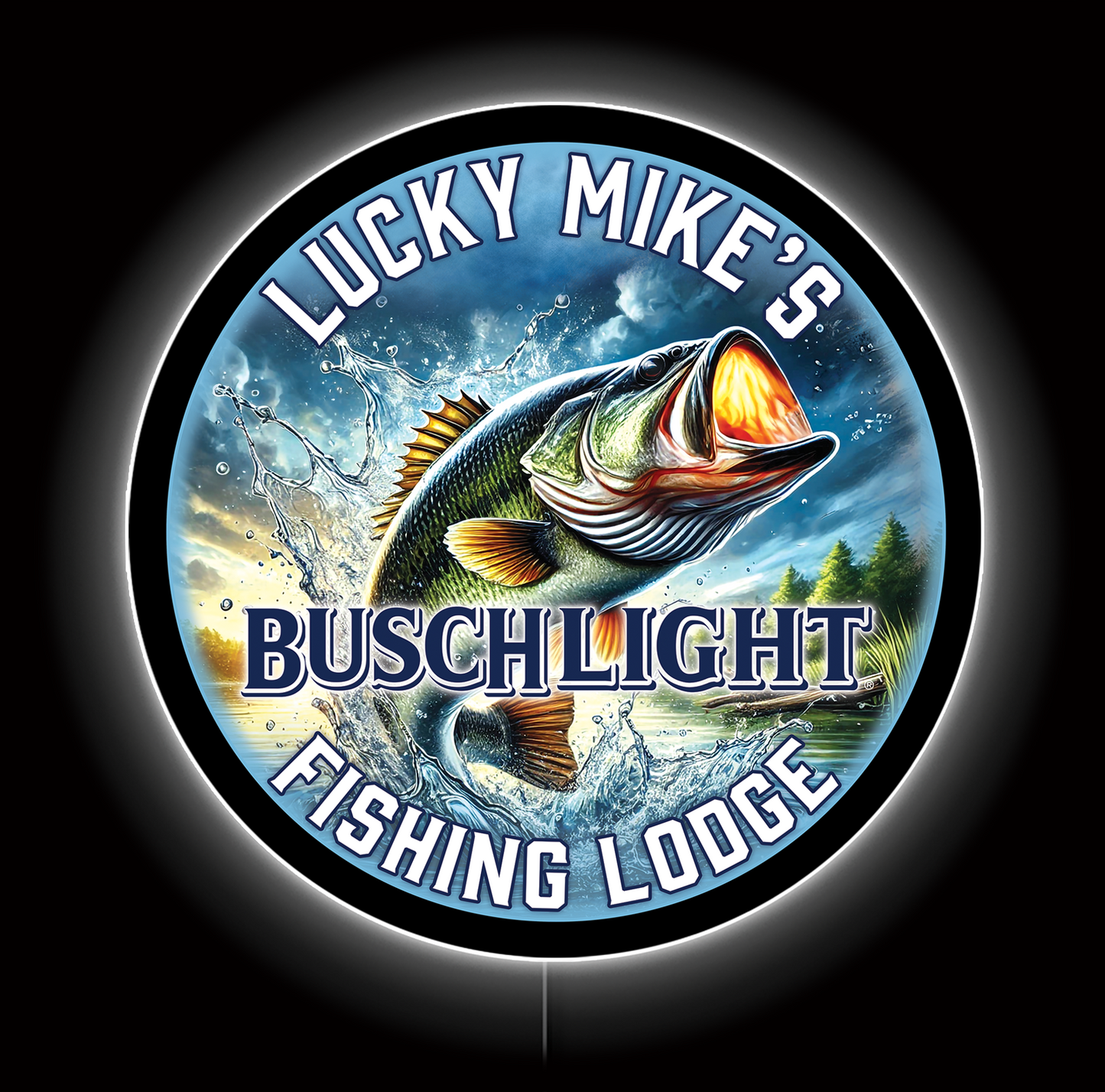 Busch Light Fishing Lodge Custom LED Sign 23 in