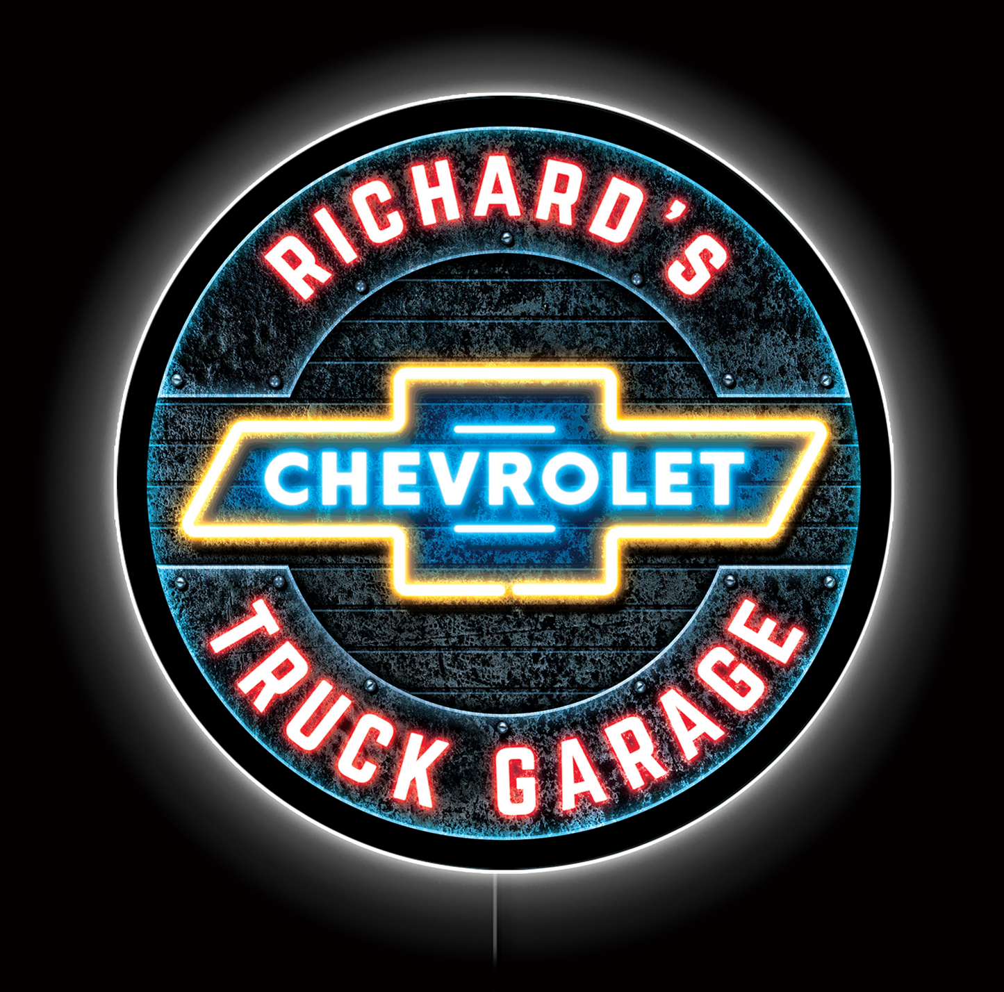Chevy Truck Garage Custom LED Sign 23 in
