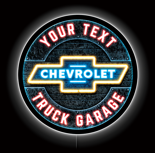 Chevy Truck Garage Custom LED Sign 23 in