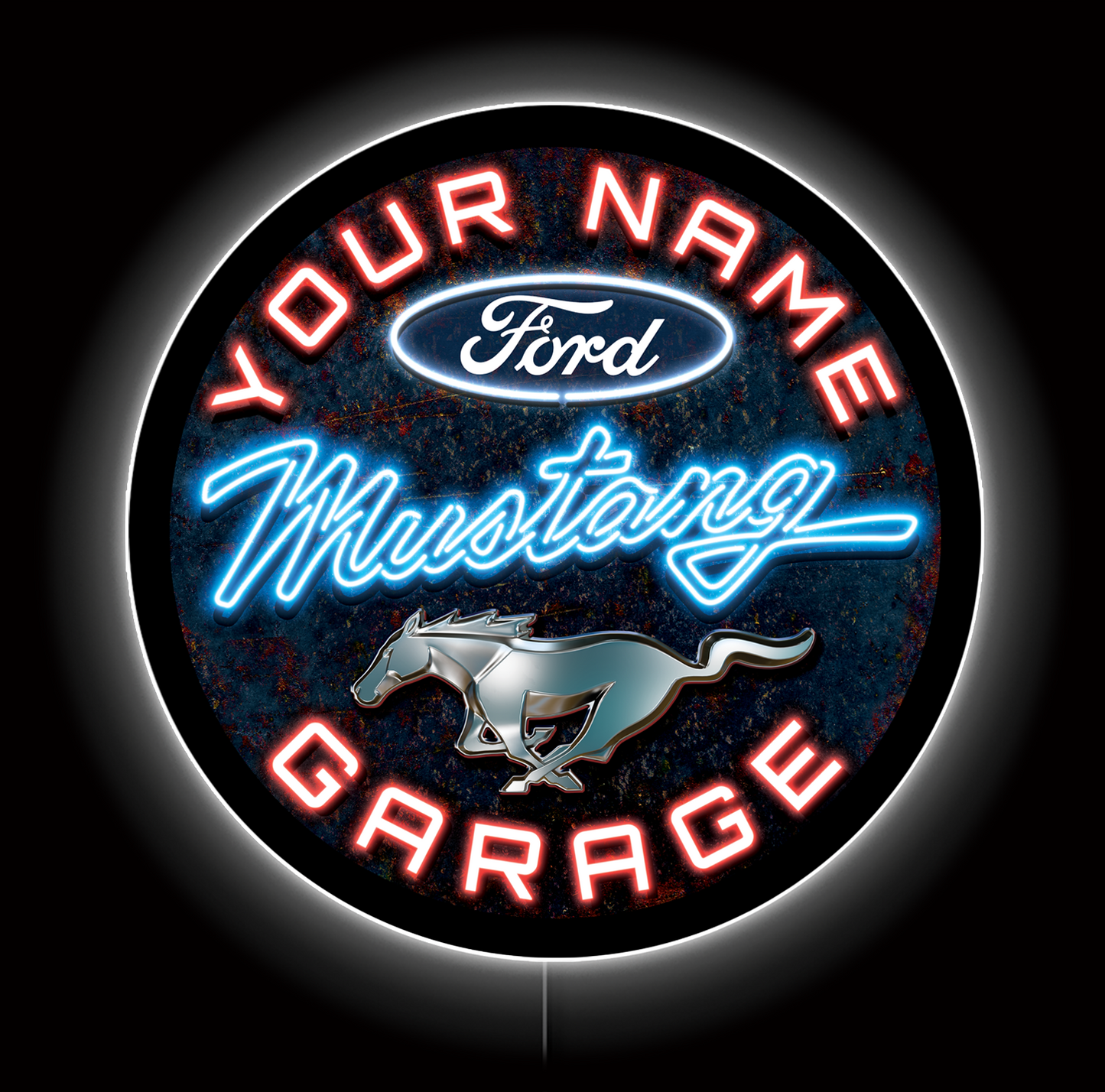 Ford Mustang Garage Custom LED Sign 36 in