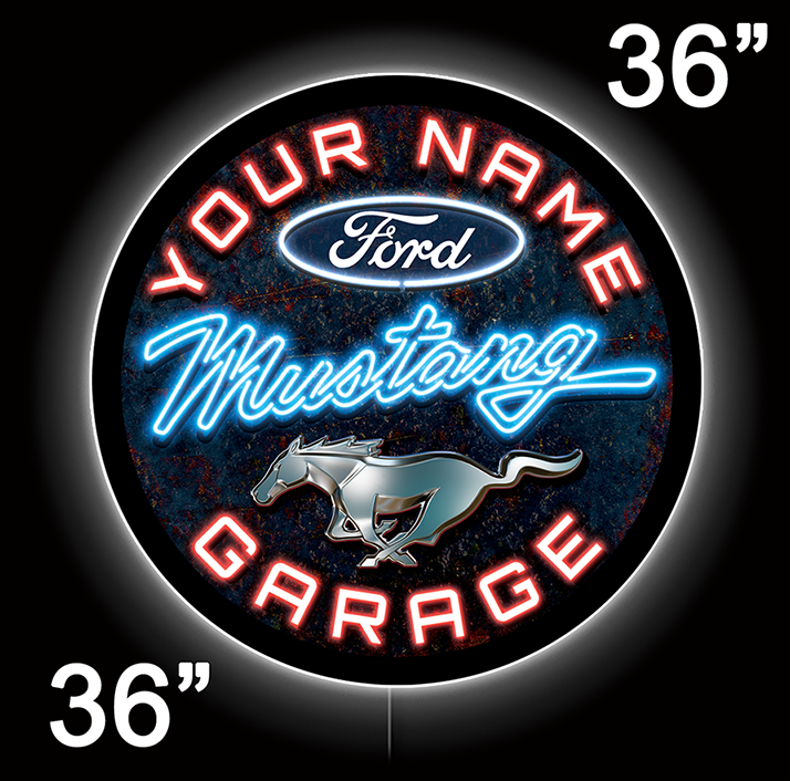 Ford Mustang Garage Custom LED Sign (23" / 36") – Lighted Wall Art