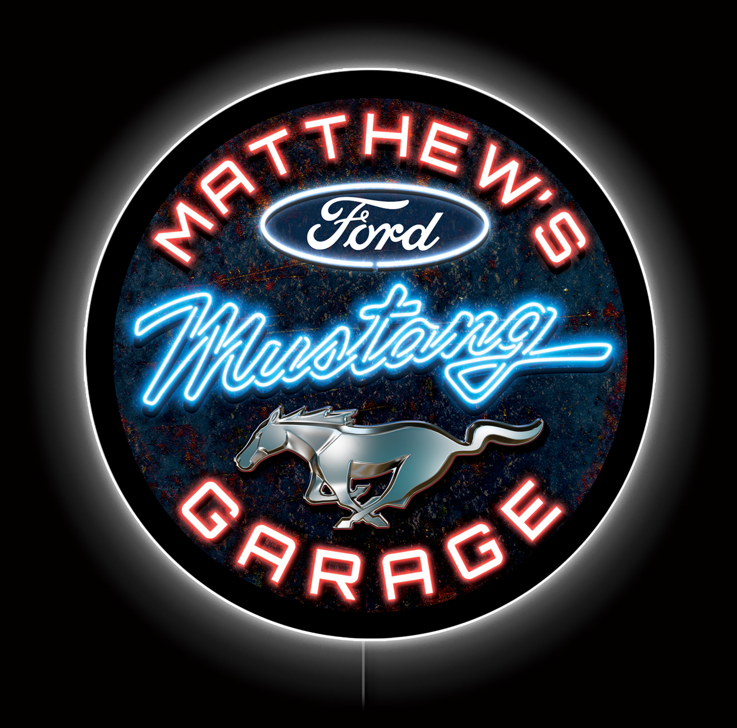 Ford Mustang Garage Custom LED Sign 36 in