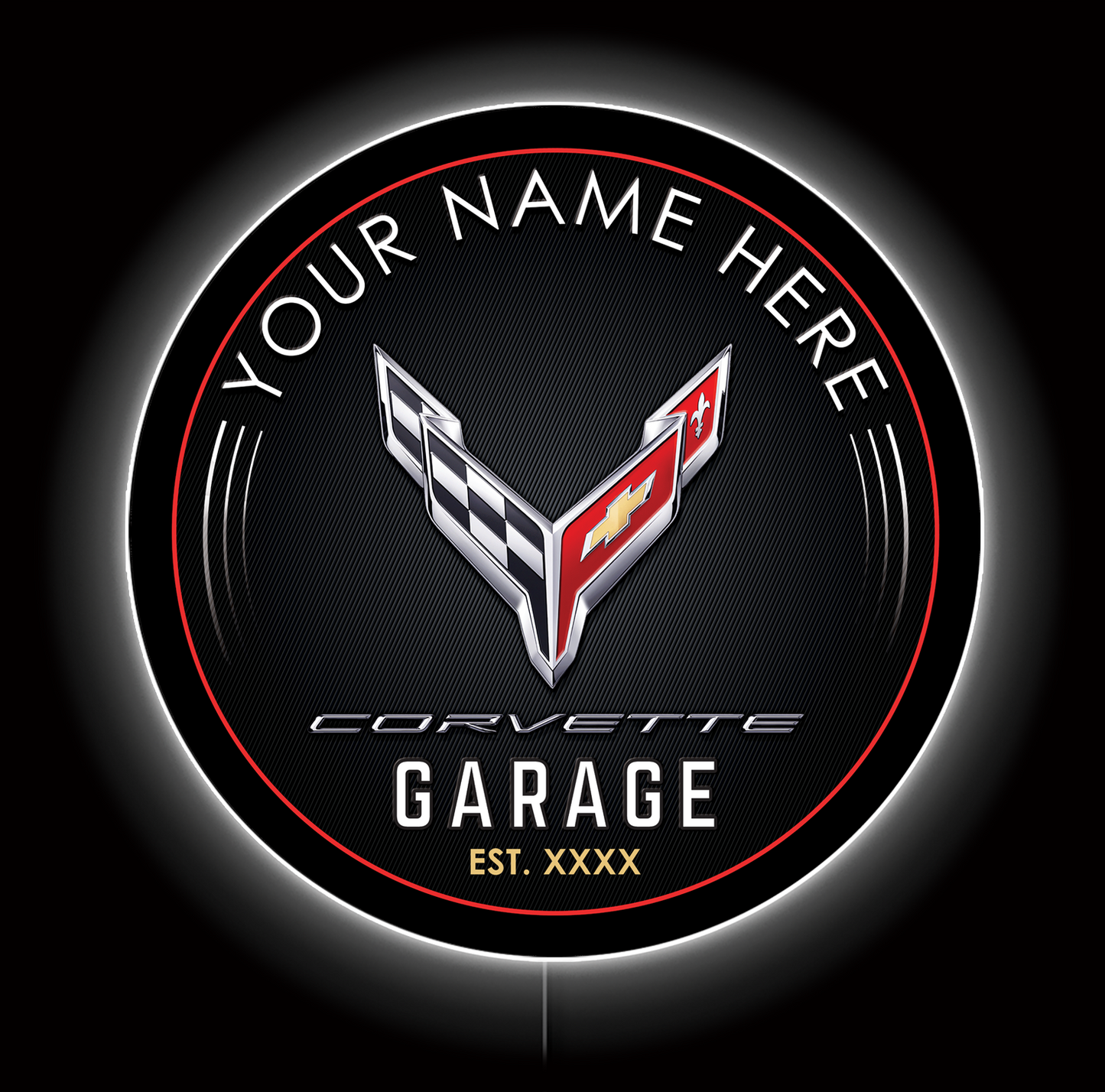 Modern Corvette Garage C8 Custom LED Sign 36 in