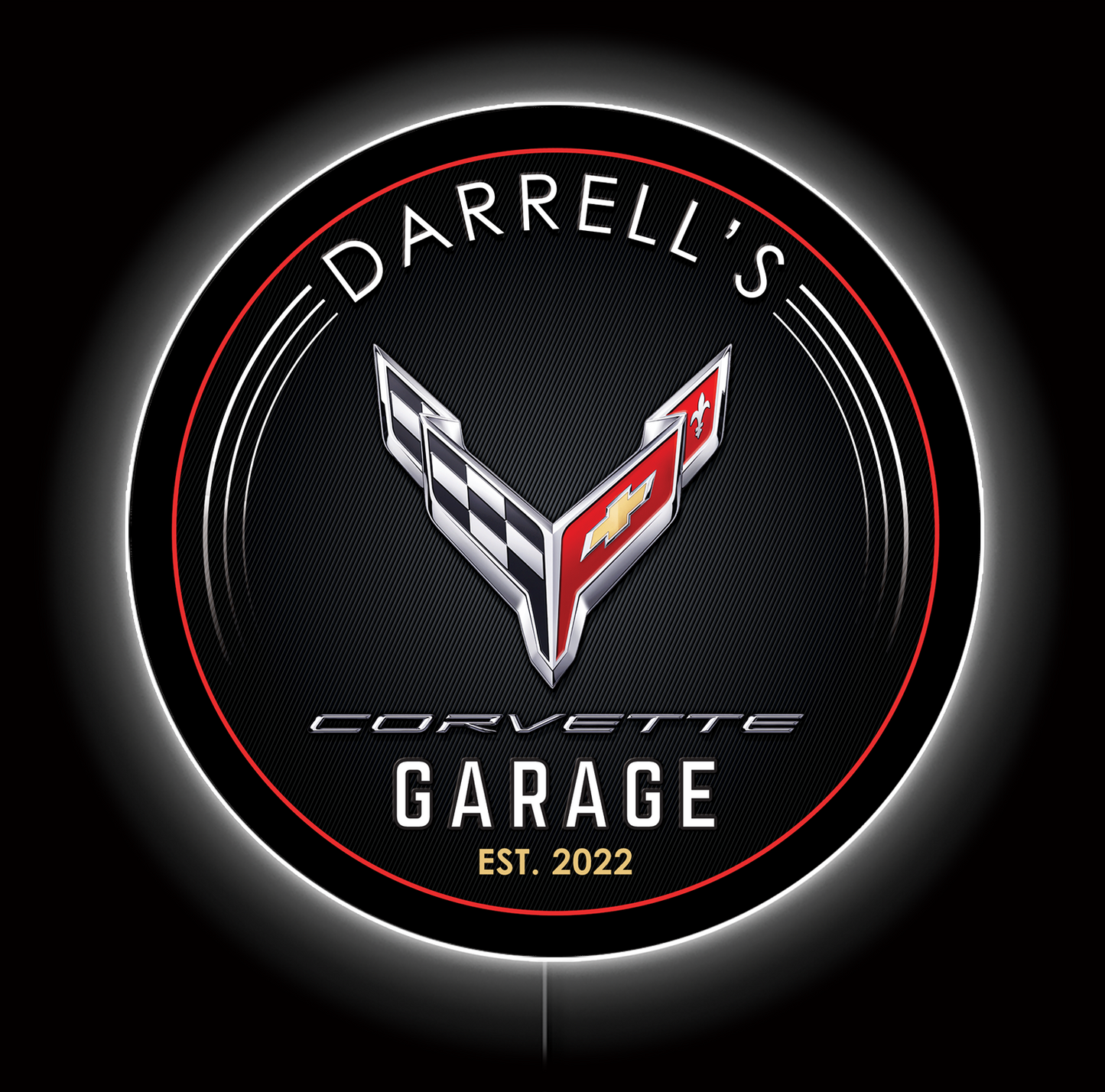 Modern Corvette Garage C8 Custom LED Sign 36 in