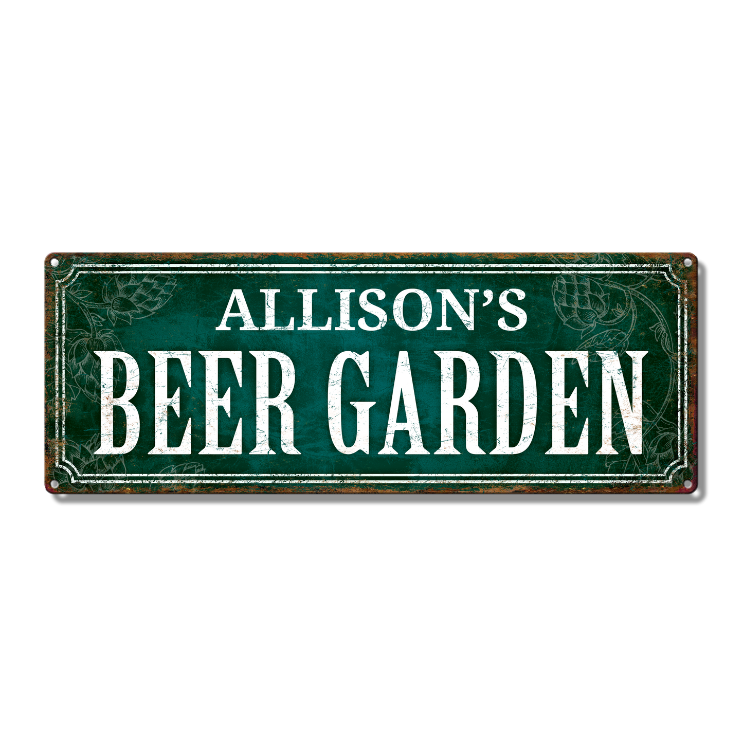 Teal Beer Garden Custom Metal Sign