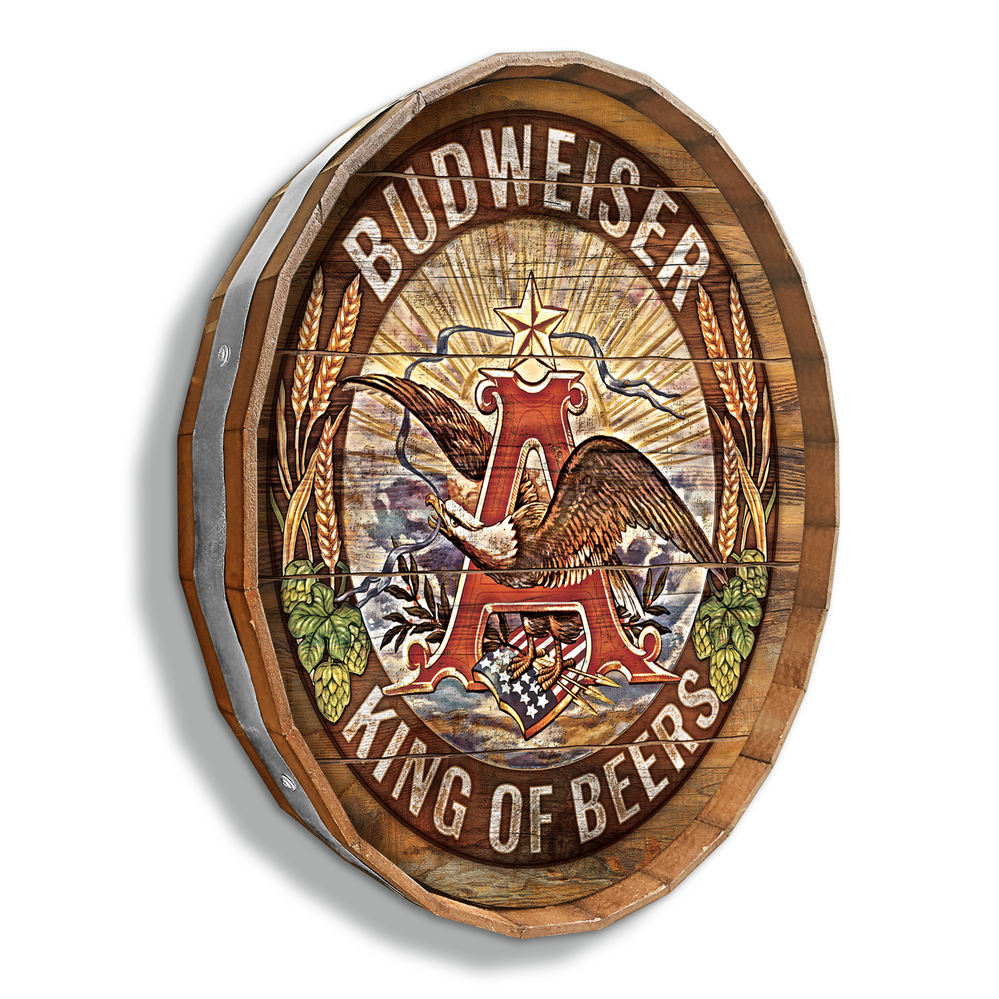 24in Anheuser-Busch Eagle Heritage A Barrel Top Wall Sign