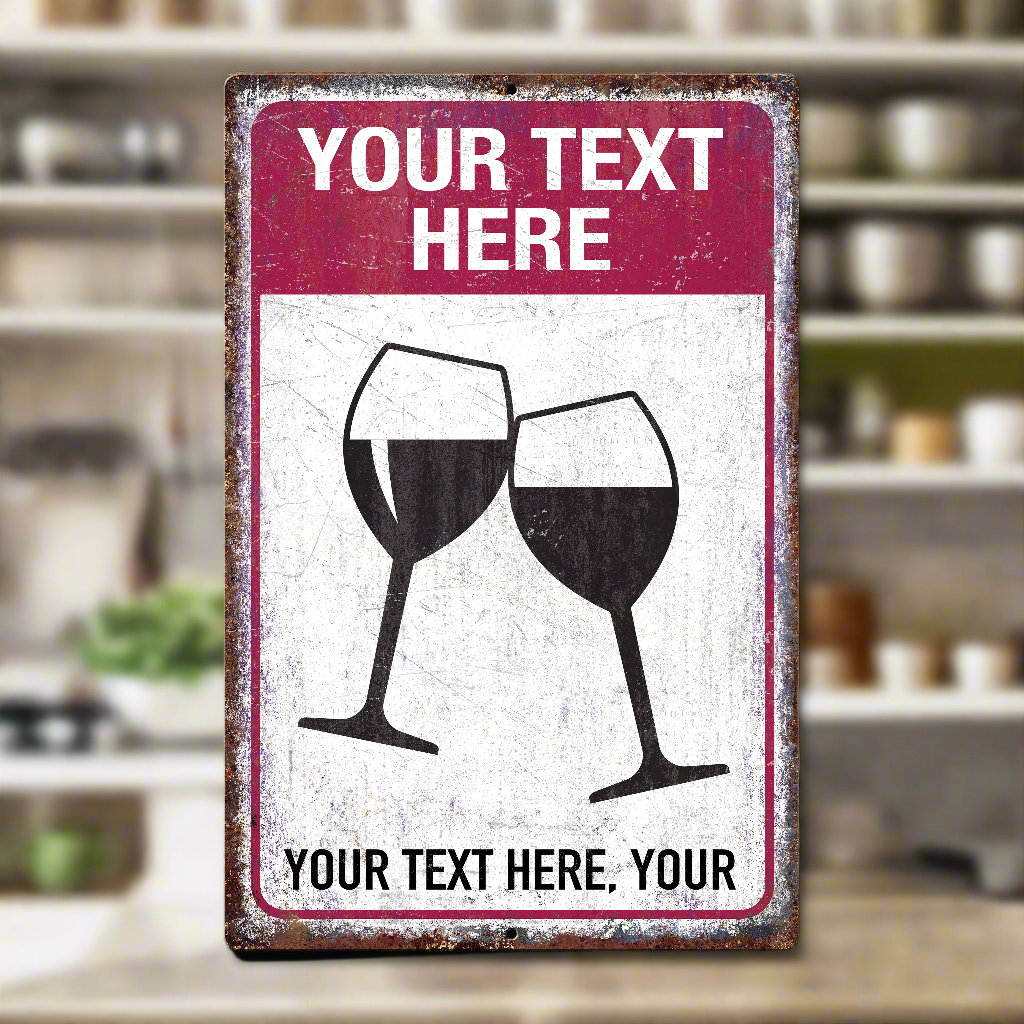 Wine Danger Custom Metal Sign