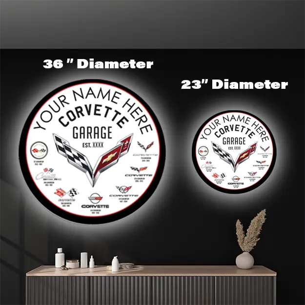 Corvette Garage Custom LED Sign 23 in