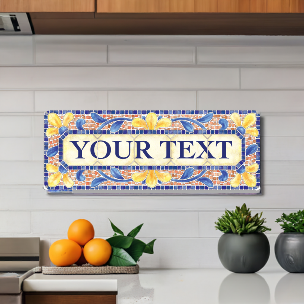 Tile Plaque Blue Custom Metal Sign