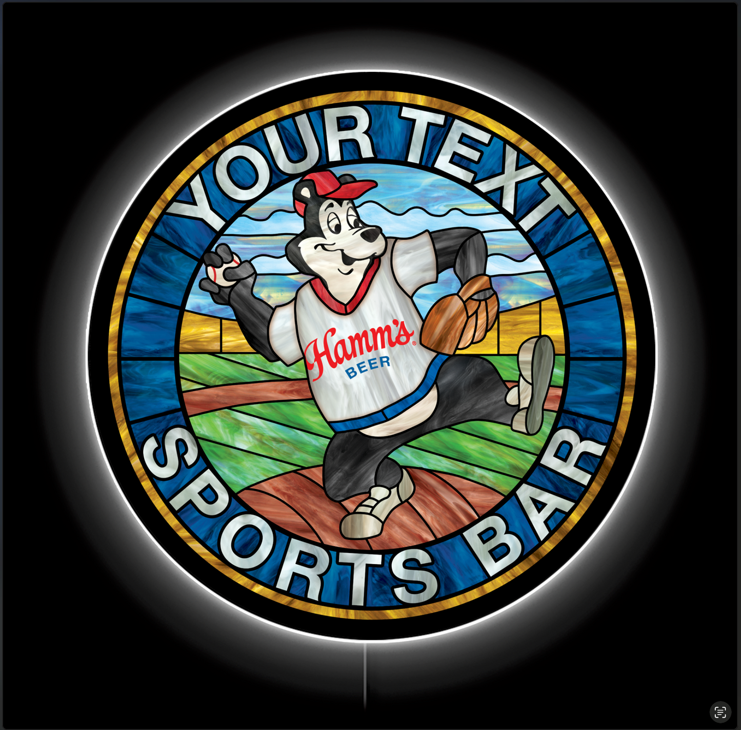 Hamm's Baseball Sports Bar Custom LED Sign 36 in