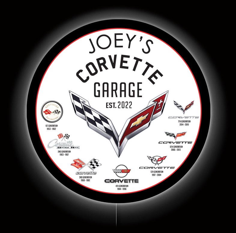 Corvette Garage Custom LED Sign 36 in