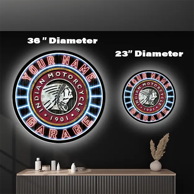 Neon Indian Motorcycle Custom LED Sign 36 in