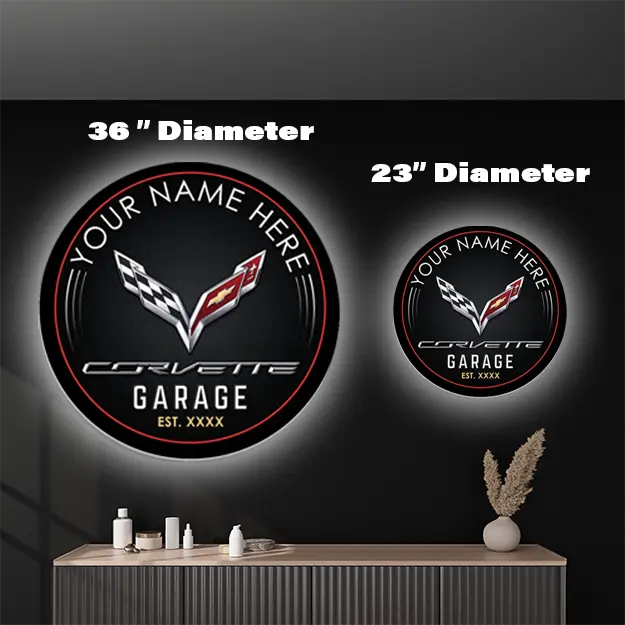 Modern Corvette Garage Custom LED Sign 23 in