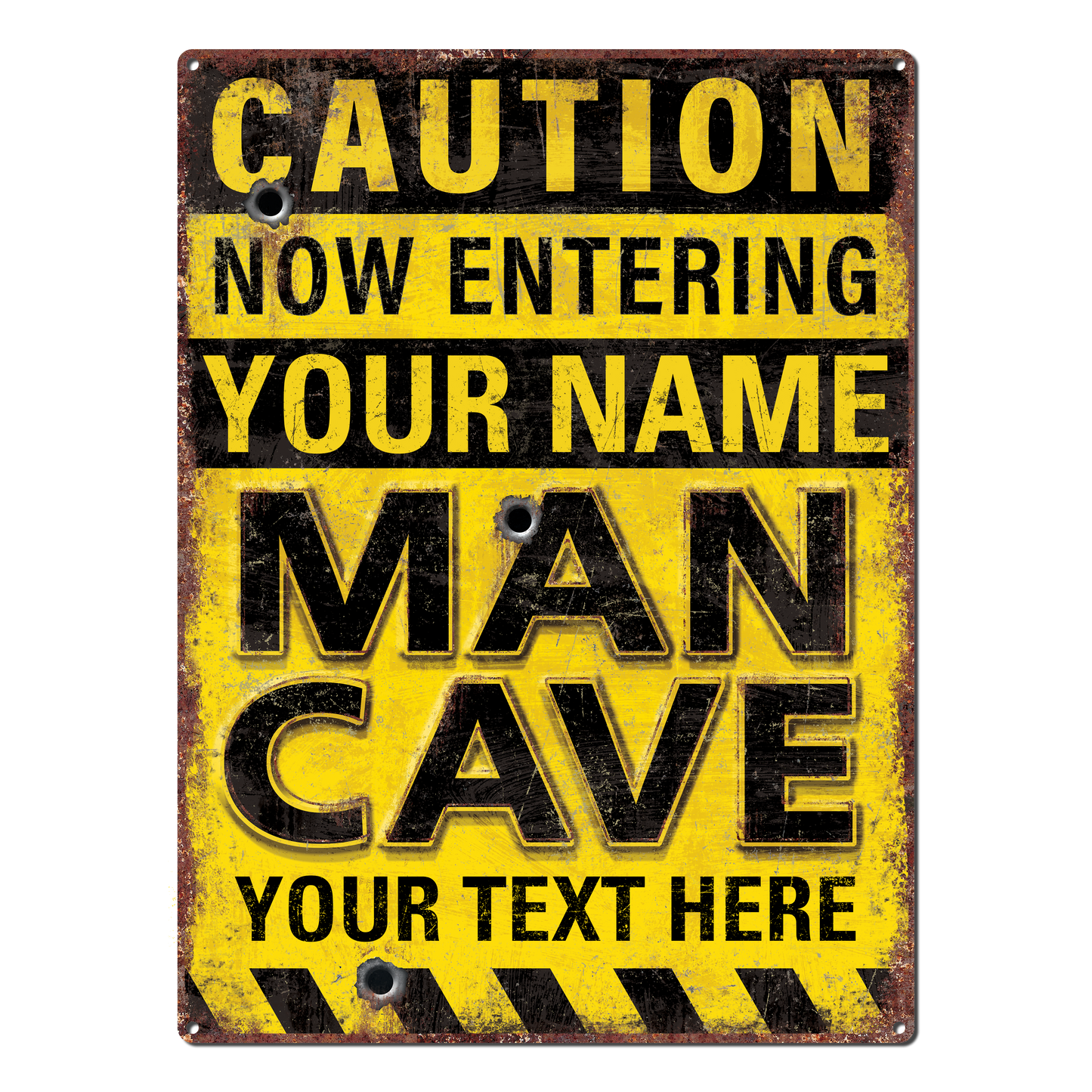Caution Man Cave Custom Metal Sign