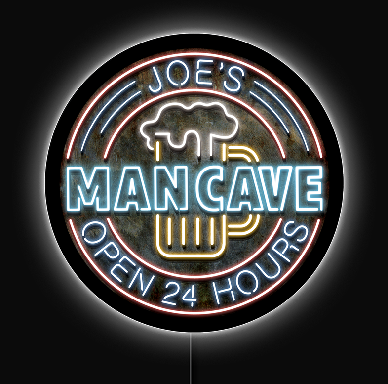 Man Cave 23" Dia. Custom LED Sign