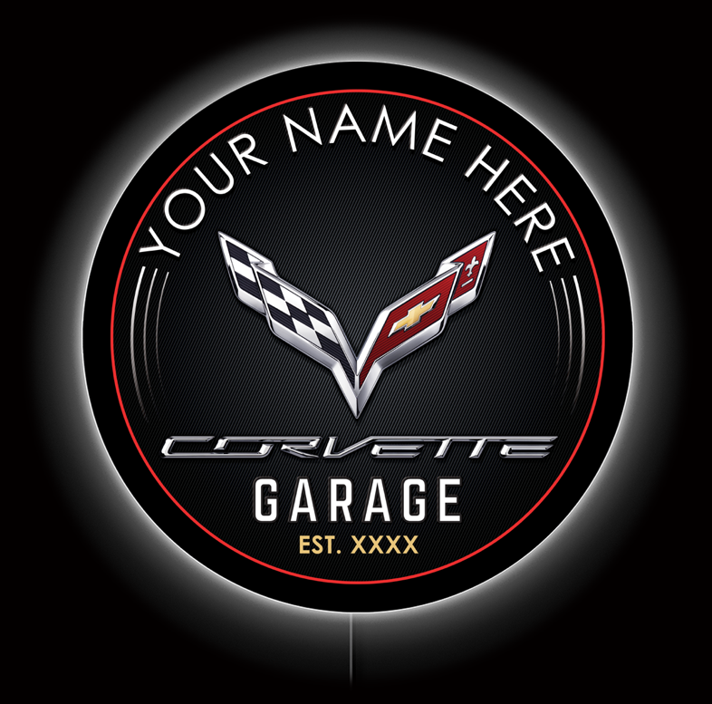 Modern Corvette Garage Custom LED Sign 23 in