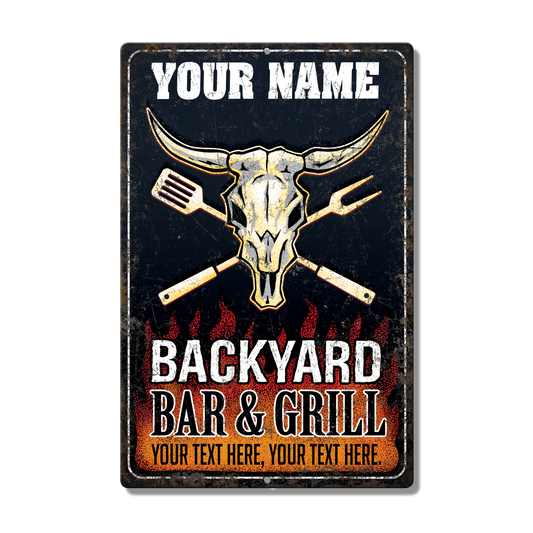 Bar & Grill Custom Metal Sign