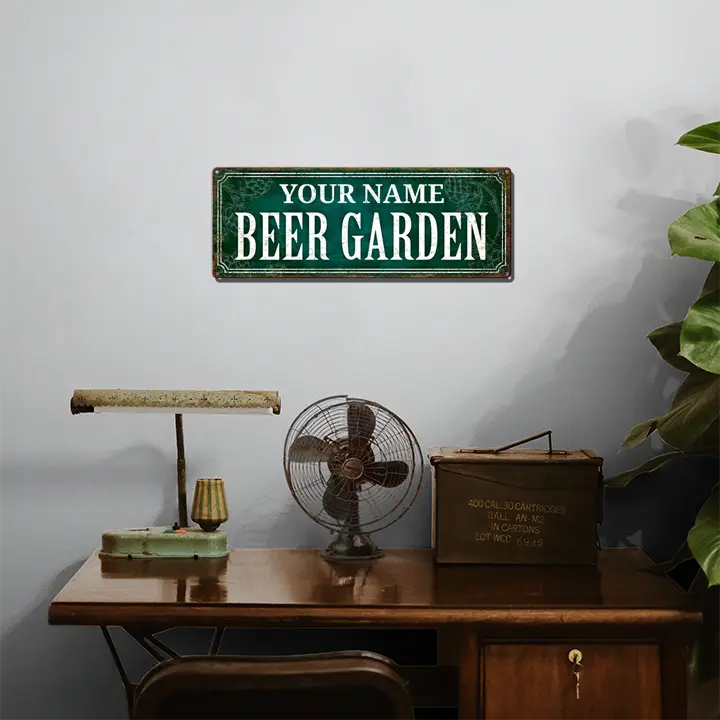 Teal Beer Garden Custom Metal Sign