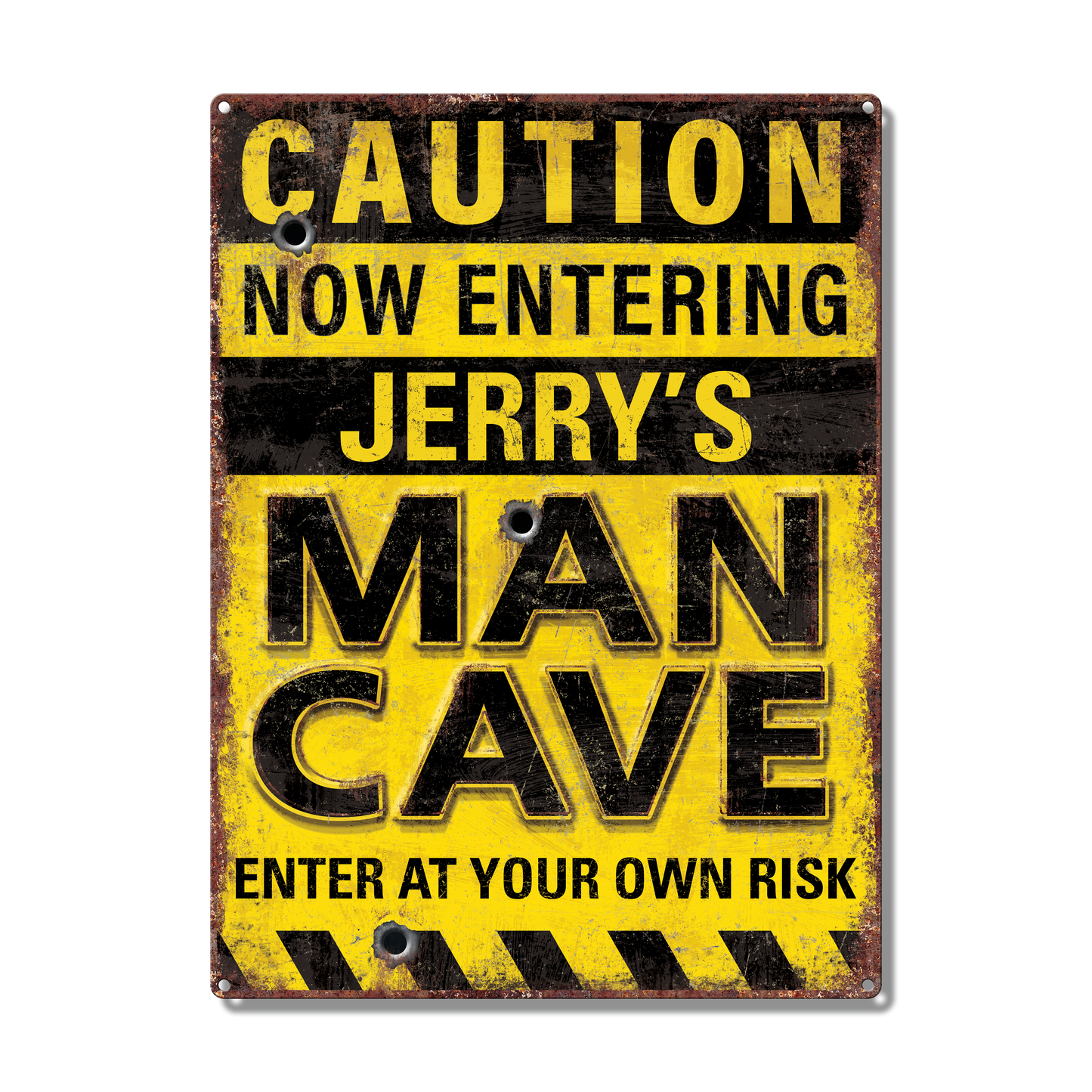 Caution Man Cave Custom Metal Sign