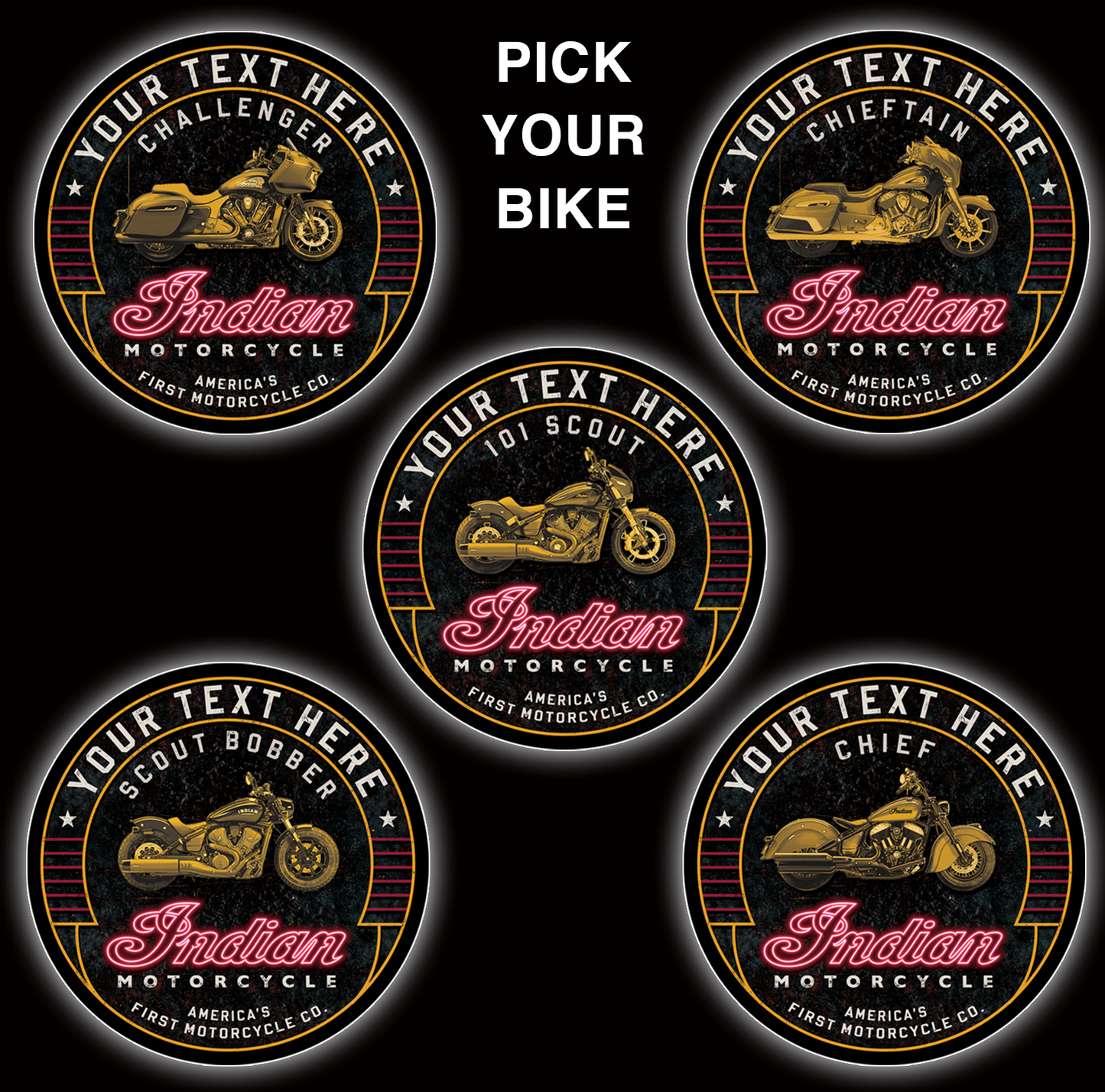 Indian Motorcycle Bike Custom LED Sign (23" / 36") – Lighted Wall Art