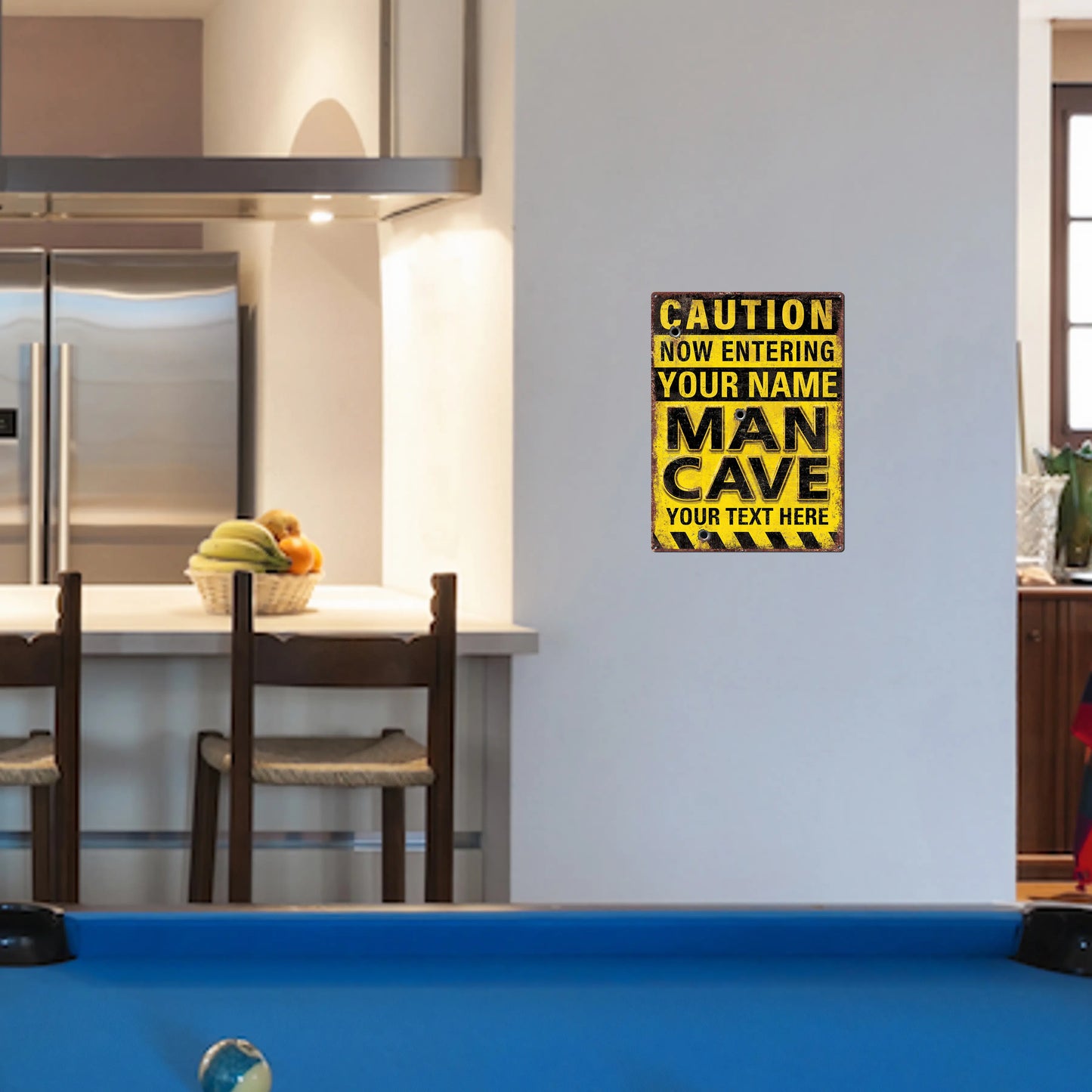 Caution Man Cave Custom Metal Sign