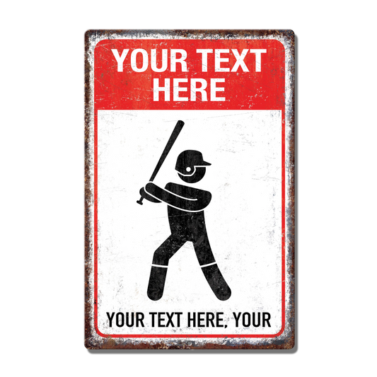 Baseball Danger Custom Metal Sign