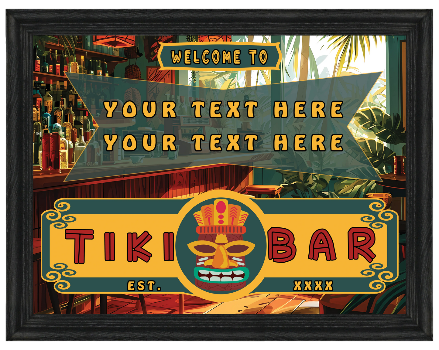 Tiki Bar Horizontal 24x32 Framed Canvas