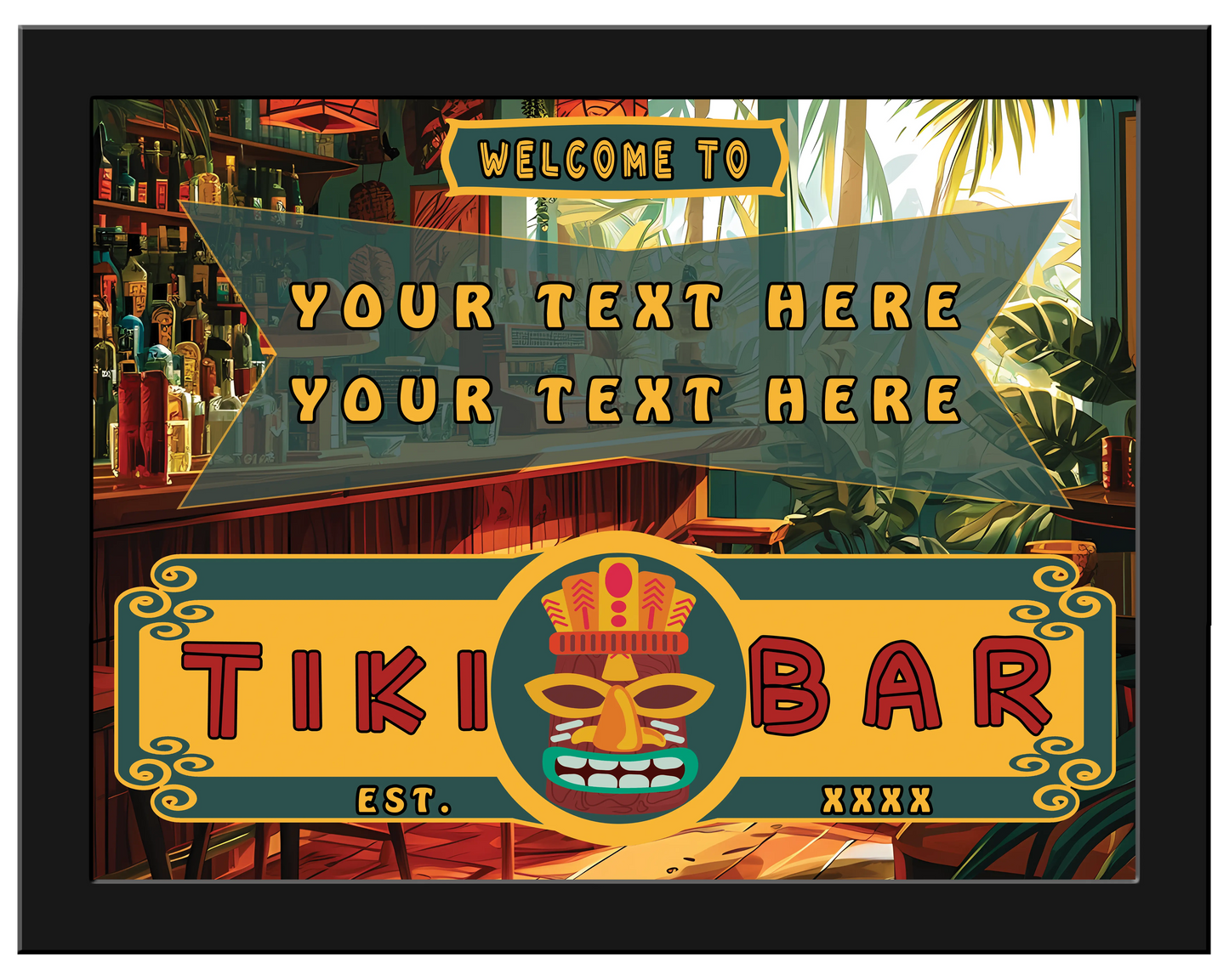Tiki Bar Horizontal 24x32 Framed Canvas