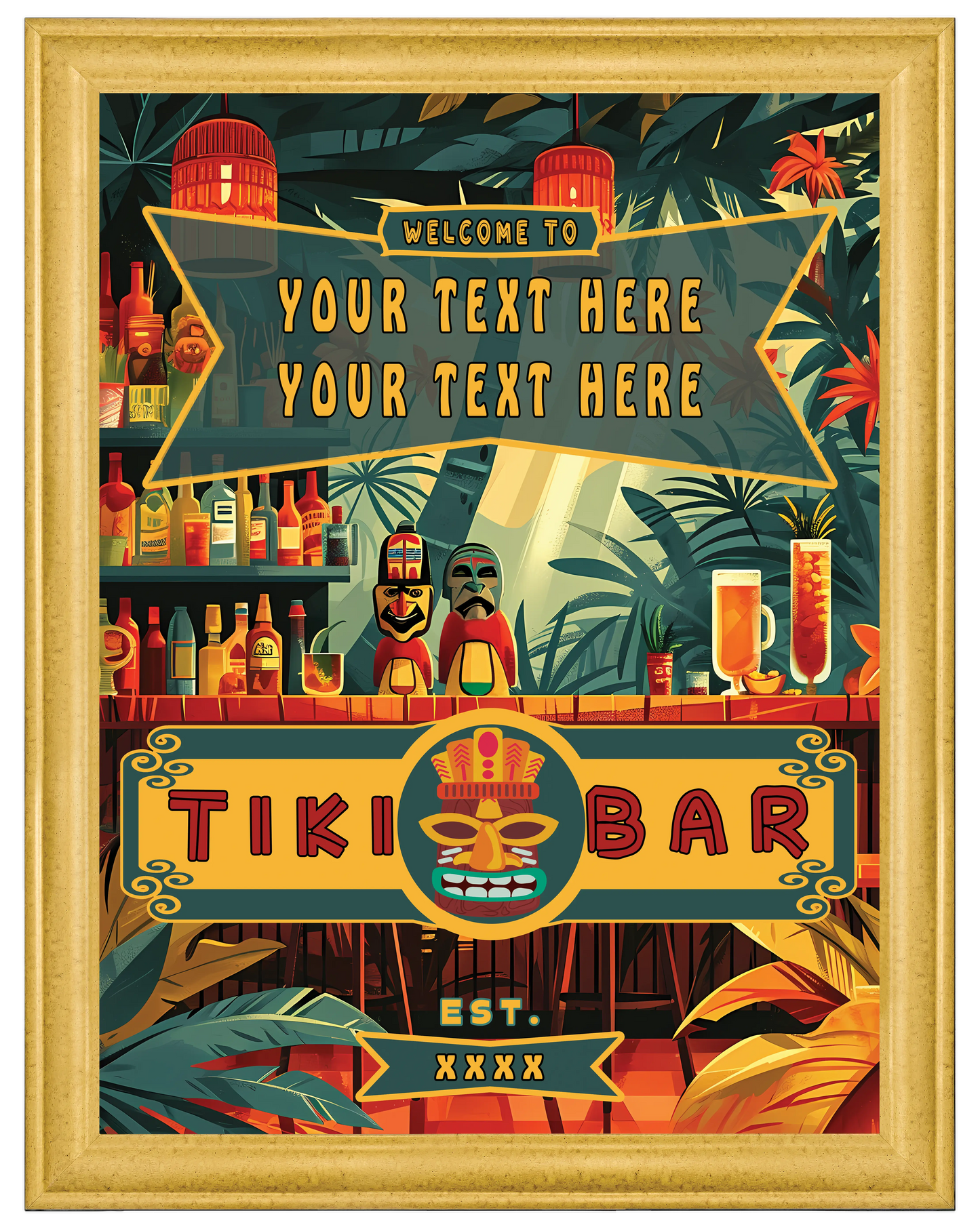 Tiki Bar Framed Canvas