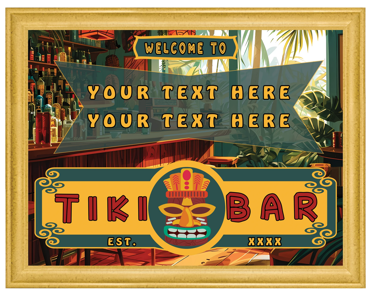 Tiki Bar Horizontal Framed Canvas