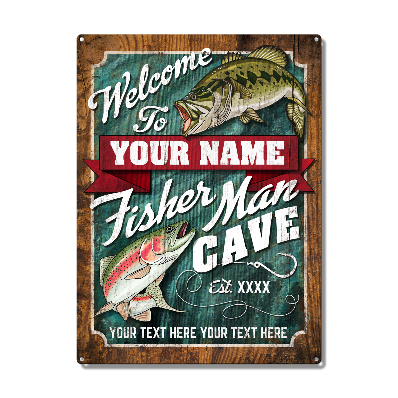 Fisherman Cave Custom Metal Sign