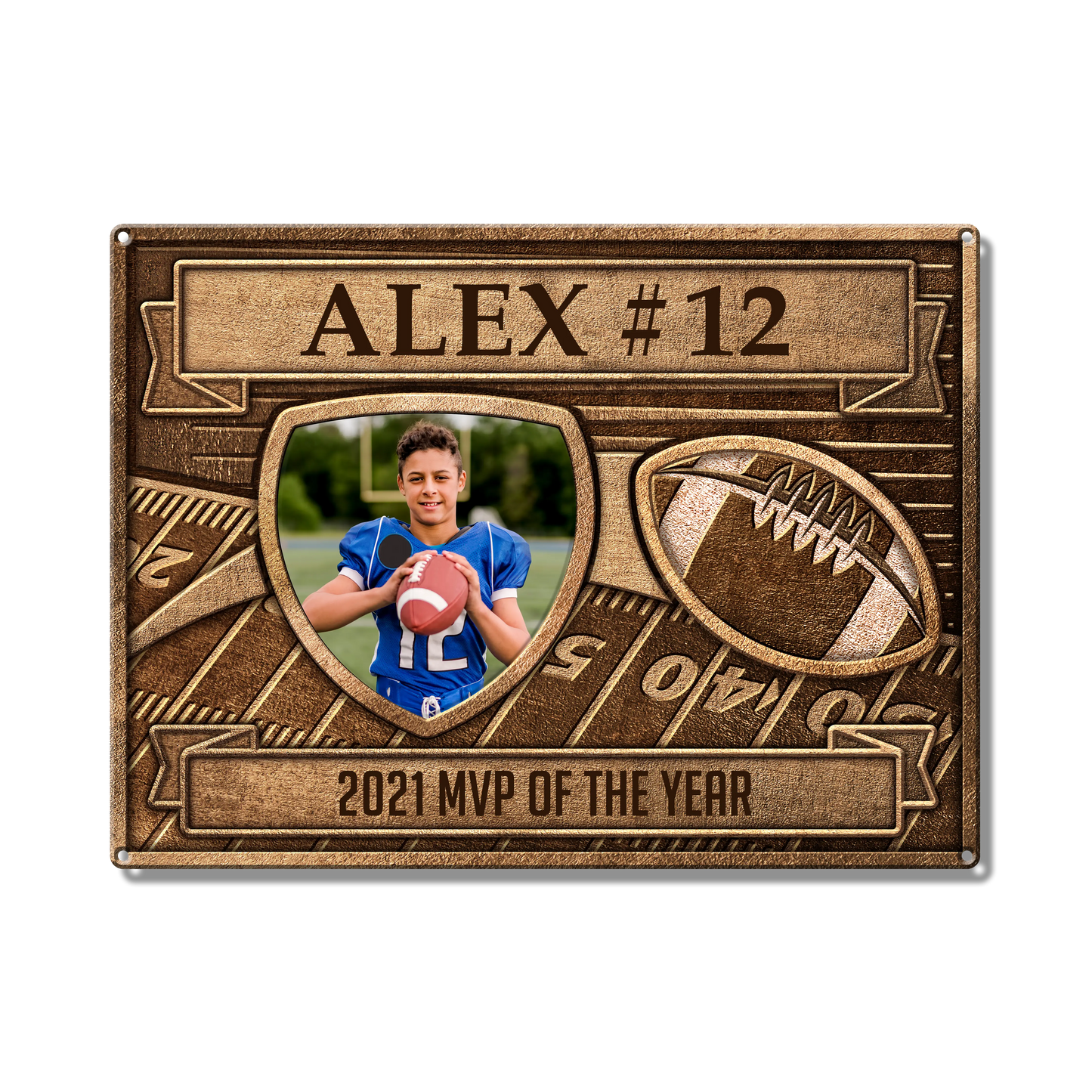 Football Photo Custom Metal Sign