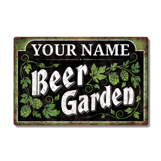 Green Beer Garden Custom Metal Sign