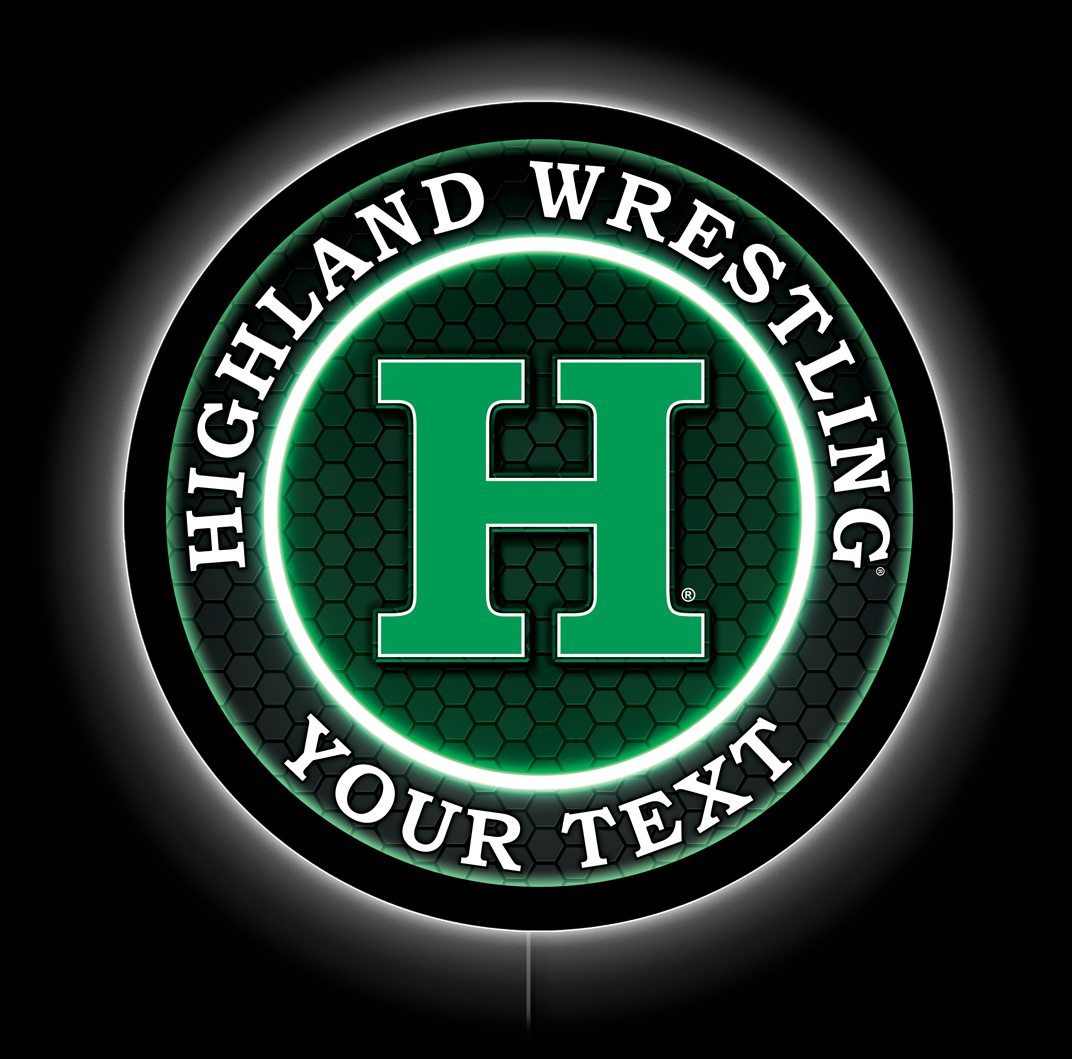 Highland Wrestling Round Custom LED Sign
