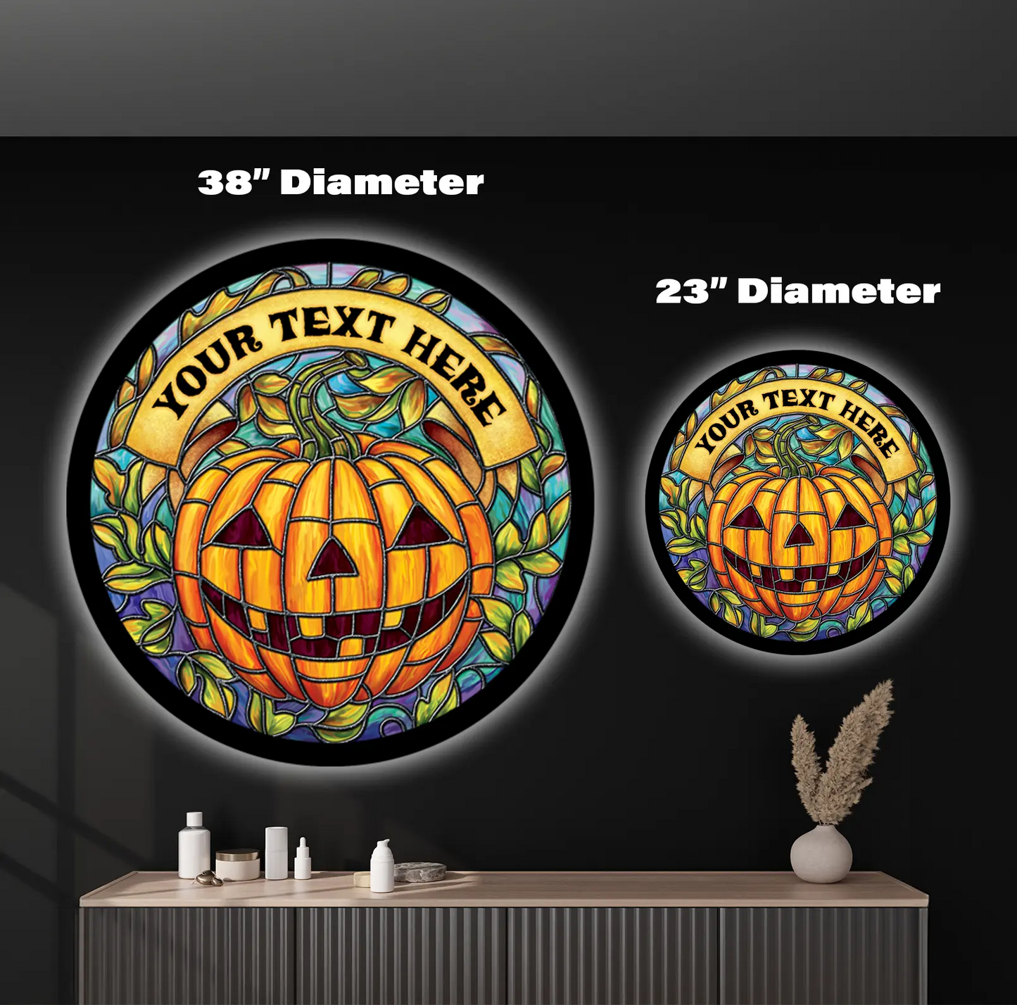 Halloween Pumpkin Custom LED Sign 23 in