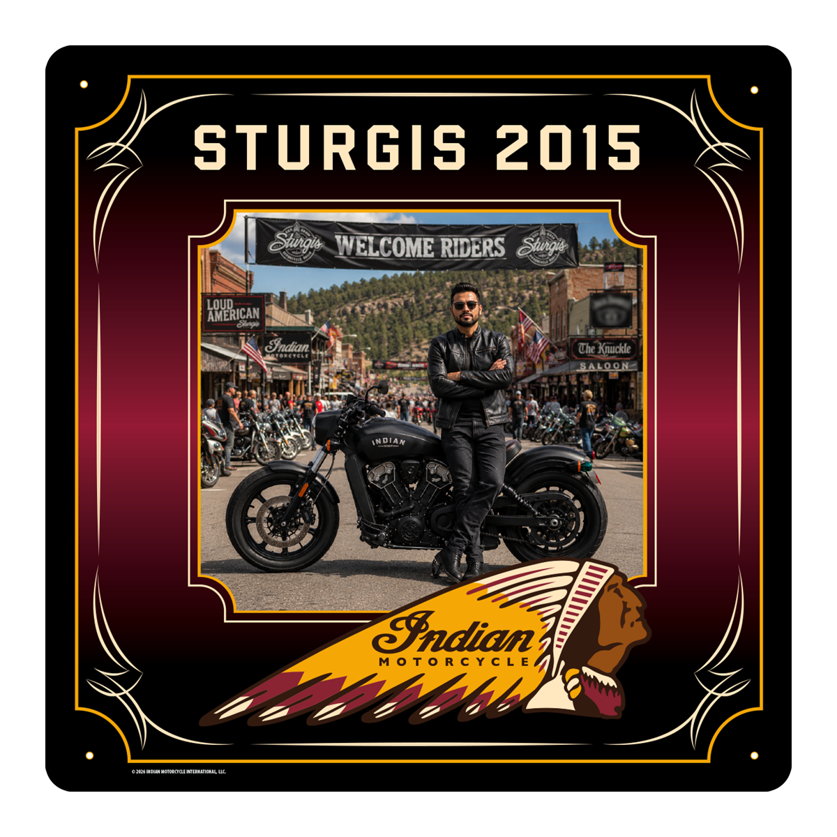 Indian Motorcycle Photo 22 Gauge Steel Sign