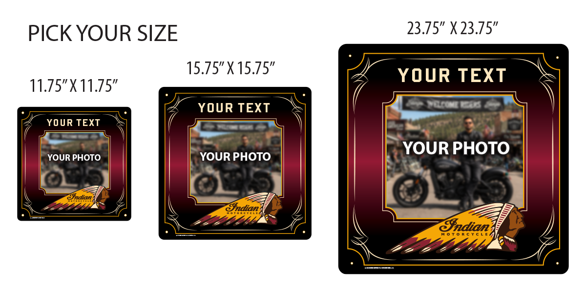 Indian Motorcycle Photo 22 Gauge Steel Sign