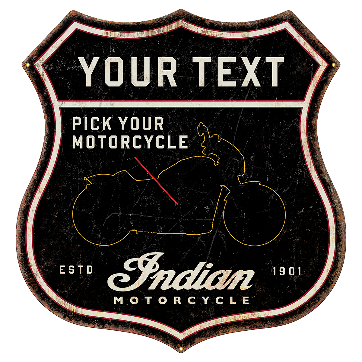 Indian Motorcycle Shield Custom 22 Gauge Steel Sign