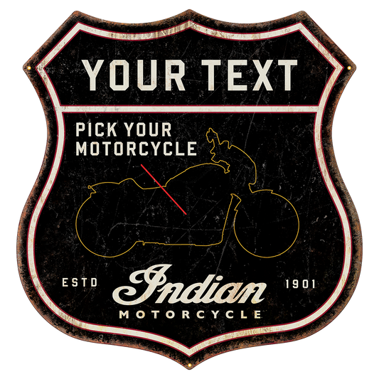 Indian Motorcycle Shield Custom 22 Gauge Steel Sign
